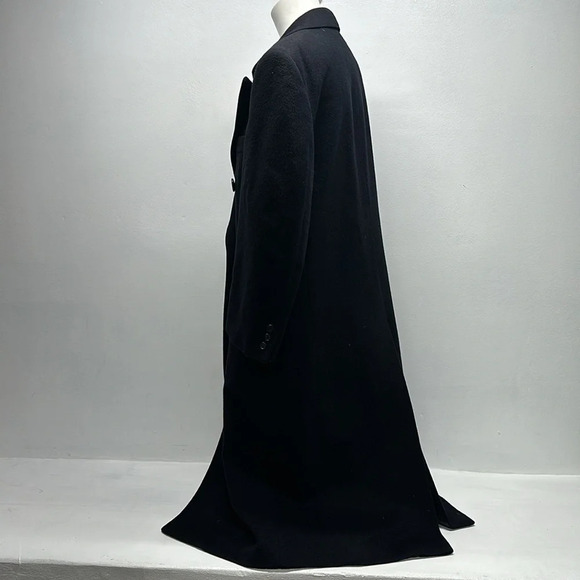 Burberry Trench Coat Cashmere Wool Blend Button Down Navy Blue Vintage Large * - Picture 7 of 14